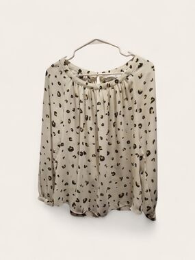 Lark & Ro Cream Leopard-Spot Peasant Blouse